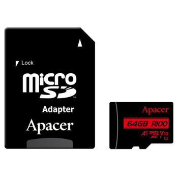 Карта пам'ятi Apacer microSDXC 64GB U1 V10 A1 R100 + adapter (100/10 MB/s) (7005390)