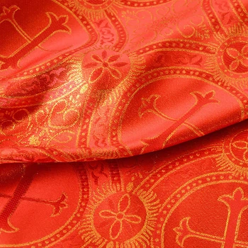 Ткань парча церковная IDEIA 140 г/м2 150 см декоративная жаккардовая ткань для церковной одежды, облачения, декора красная 5247161