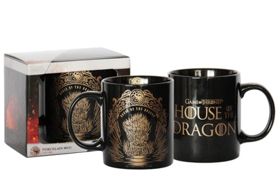 Чашка фарфоровая черная Цилиндр House of the Dragon. Gold 350 мл в упаковке (76001618)