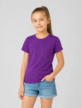 Футболка детская NoBrand Classic кулирная гладь фиолетовая 98 (TSH-GIRL-VIO-98)