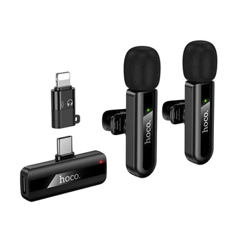 Микрофон беспроводной двойной Hoco L20A Lightning/USB-C Black (6942007655507)