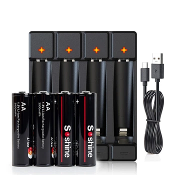 Зарядное устройство Soshine Chocolate-1.5V Set (New)+4 Li AA 3900mWh, AA/AAA Li-Ion, USB, LED, 4ch, Box
