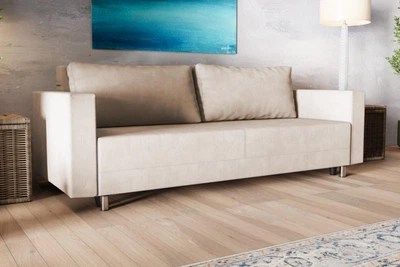 Прямой диван MÜNGER Sofa Ruhe 220x87x75, с механизмом еврокнижка, с обивкой из ткани Mars 01