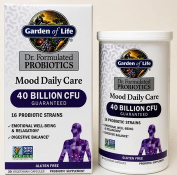 Пробіотик для травлення та настрою Garden of Life Dr. Formulated Probiotics Mood Daily Care з ашвагандою і пребіотиками, 30 капсул, США