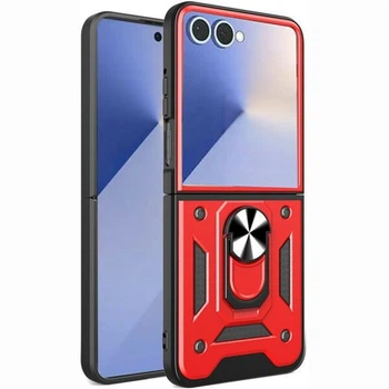 Чехол с защитой камеры Deexe Armor Shield для Samsung Galaxy Flip 8 - Red