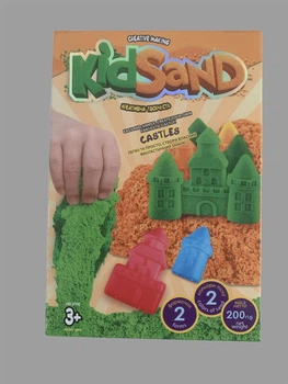 Набор креативного творчества Danko Toys кинетический песок "KidSand" KS-05-01U,02U,03U...08U коробка мини 200 г зеленый с оранжевым