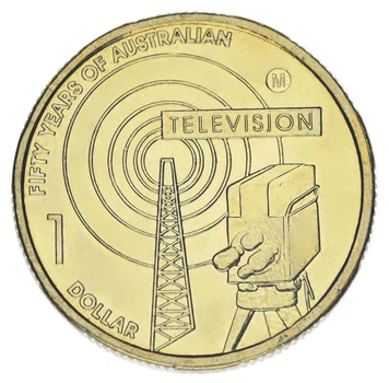 Монета Австралия 1 доллар 2006 UNC 50 лет австралийскому телевидению