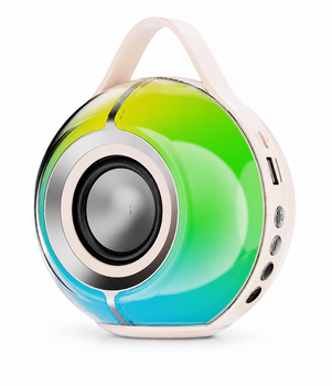 Портативна Bluetooth колонка SY-333 RGB з Bluetooth 5.3, акумулятором 1200 мА·год, USB, AUX, microSD, Type-C, до 6 годин роботи, потужністю 5 Вт біла