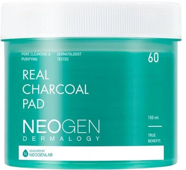 Очищувальні пілінг-диски Neogen Dermalogy Real Charcoal Pad з вугіллям 60 шт (8809381449994)