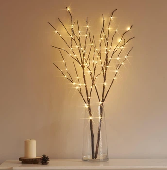 Декоративные LED ветки с подсветкой 100 LED, теплый свет, гибкие ветки для вазы, на батарейках Hairui