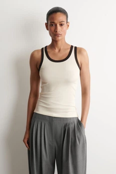 Жіноча майка COS Ribbed Cotton Tank Top White / Black L (1326259007)