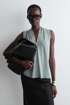 Блуза жіноча COS draped v-neck top 1272831002 M Блакитний