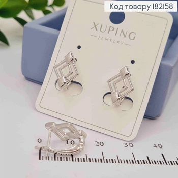 Сережки родовані "Ромби", довжина 1,4см, англійська застібка, XUPING