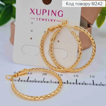 Серьги кольца Винтовые, диаметр 3см, итальянская застежка, Xuping 18K