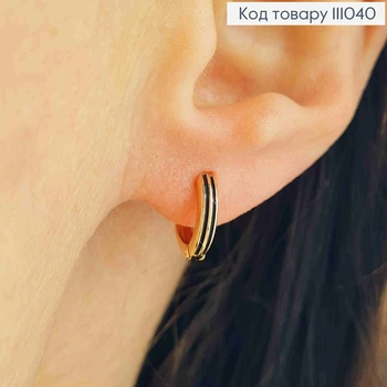 Сережки кільця з Чорною емаллю, діаметр 1см, Xuping 18К