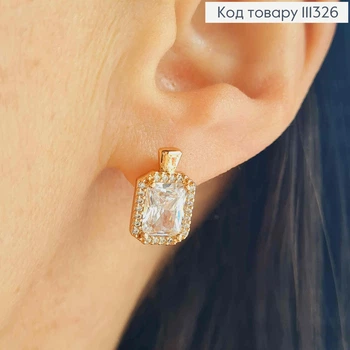 Сережки "Ванесса" з Каменем, розміром 1,4см, англійська застібка, Xuping 18K