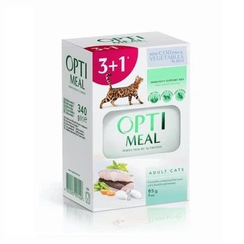 Вологий корм для дорослих котів Optimeal з кроликом, 4 х 85 г (3+1)