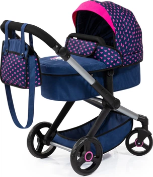 Wózek dla lalki Bayer Xeo Compact With Pink Hearts Ciemnoniebieski 17054AA (4003336170542)