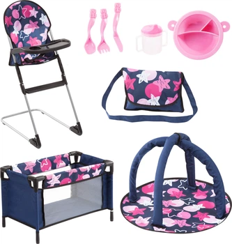 Zestaw Bayer Travel set Łóżeczko przenośne 9 w 1 54 cm Blue/Pink (4003336405156)