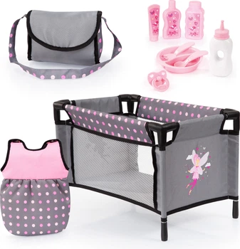 Zestaw podróżny dla lalki Bayer Szary 42 cm 11 szt 61766AB (4003336409093)