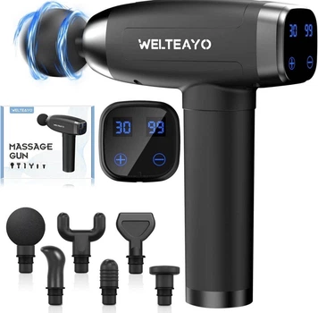 Профессиональный перкуссионный массажер для тела WELTEAYO Massage Gun (6 насадок)