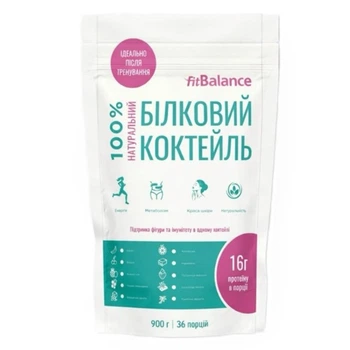 Протеин FitBalance 100% Натуральный Белковый Коктейль 900 g 36 порций Клубника (000026860)