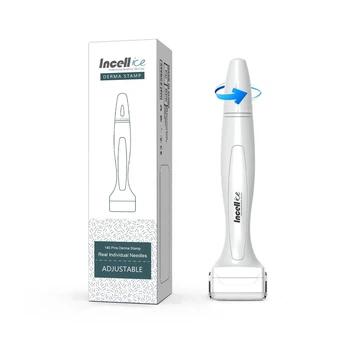 Регулируемый микроигольчатый штамп Derma Stamp 0-3,0 мм Incellice, 140 титановых игл Белый