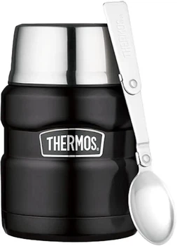 Пищевой термос Thermos 470 нержавеющая сталь широкий отворот складная ложка Black