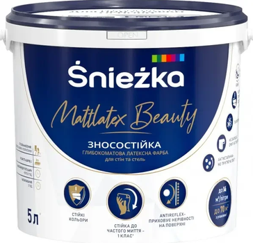 Фарба латексна водоемульсійна Sniezka Mattlatex Beauty глибокий мат білий 5 л (6,8 кг)