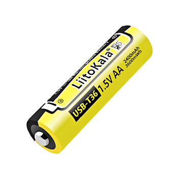 Батарейка акумуляторна АА LiitoKala USB-T36 2400mAh 1.5V багаторазова Li-ion батарейка з USB Type-C перезаряджувана, 1200+ циклів