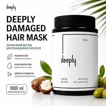 Восстанавливающая маска для волос Deeply Damaged Hair Mask (Restoring Hair Mask) профессиональная для сухих, поврежденных и окрашенных волос, 1000 мл