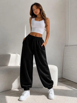 Базовые комфортные женские широкие брюки oversize Чорний, 48-52