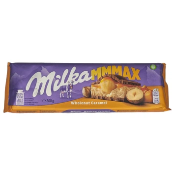 Шоколад молочный Milka MMMAX Wholenut Caramel с цельным фундуком и карамелью 300 г