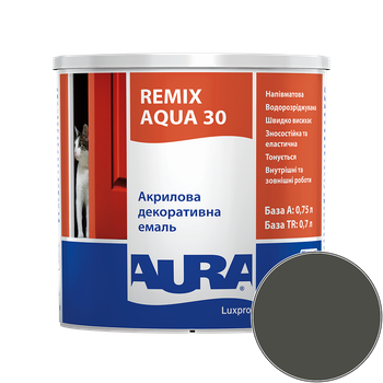 Емаль акрилова Aura Luxpro Remix Aqua 30 RAL 6006 (хакі-олива) напівматова TR 0.7 л