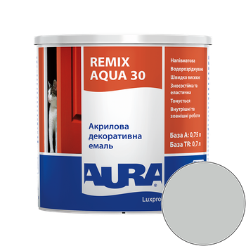 Емаль акрилова Aura Luxpro Remix Aqua 30 RAL 7035 (світло-сірий) напівматова 0.75 л