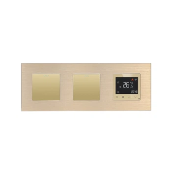 Сенсорный терморегулятор WALLPAD 2-кнопочный программируемый с Wi-Fi алюминий золото