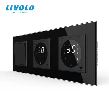 Сенсорный терморегулятор LIVOLO для теплого пола черное закаленное стекло с встроенным таймером