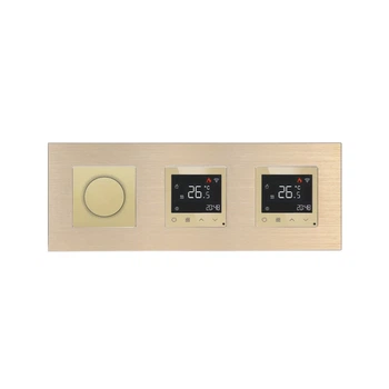 Роторный диммер WALLPAD с двумя терморегуляторами алюминий золотой 16A 230V