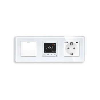 Терморегулятор ELIOS электронный программируемый для теплого пола с USB A+C белый стекло
