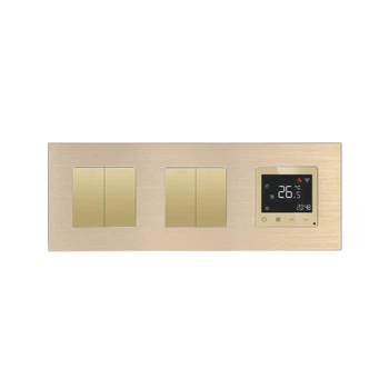 Терморегулятор WALLPAD 4-клавішний електронний програмований з бездротовим керуванням алюміній золото