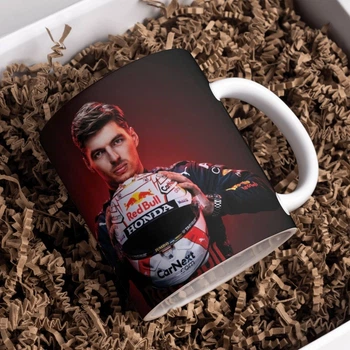 Чашка черная хамелеон с блестками матовая Формула 1 Макс Ферстаппен Max Verstappen F1 330 мл (ФО00373)