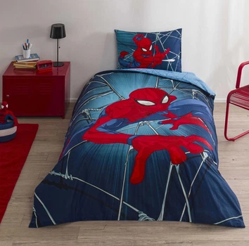 Подростковое постельное белье Tac Disney Spiderman Rise ранфорс полуторное на резинке