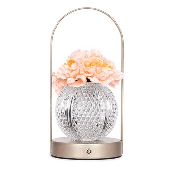 Настольная лампа LED ночник Lesko Rose Crystal KNXSTD01 Peach светильник в виде букета роз в колбе