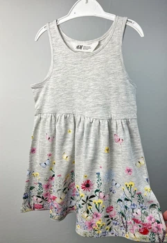 Сукня літня бавовняна, сарафан, плаття H&M на дівчинку 1.5-2 роки, 92 см, сірий квітковий