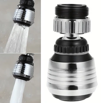 Насадка-аэратор на кран Water Saver 2 режима поворотная 360 градусов 22 мм серебристая для экономии воды и комфортного мытья посуды на кухне