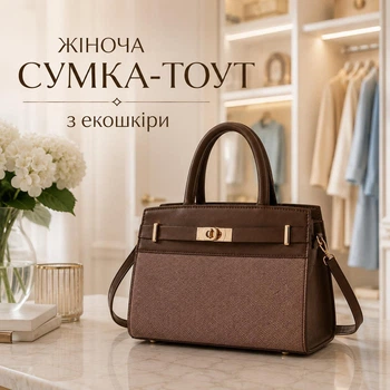 Женская сумка шоколадного цвета классическая сумка-клатч с короткими ручками декоративной застежкой и ремешком через плечо