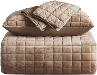 Набір Lovely Svi Покривало Вельвет Люкс Squared Khaki Всесезонне Євро 220х240 см + Наволочки 50х70 2 шт (6900008403268)