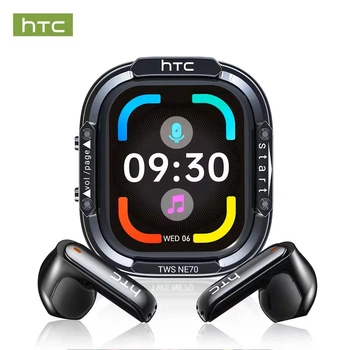 Беспроводные TWS наушники HTC NE70 с LCD сенсорным дисплеем на кейсе | Bluetooth, HiFi Stereo