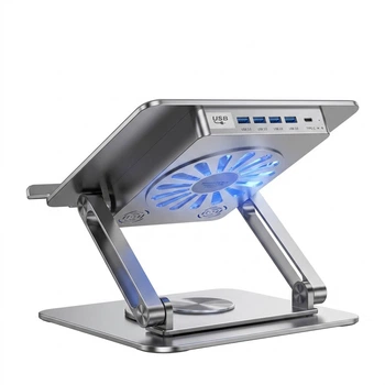 Охолоджувальна підставка для ноутбука Jichuan 360° з USB-хабом 4xUSB 3.0 + Type-C Aluminum