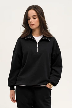 Свитшот женский оверсайз на молнии Black 3XL